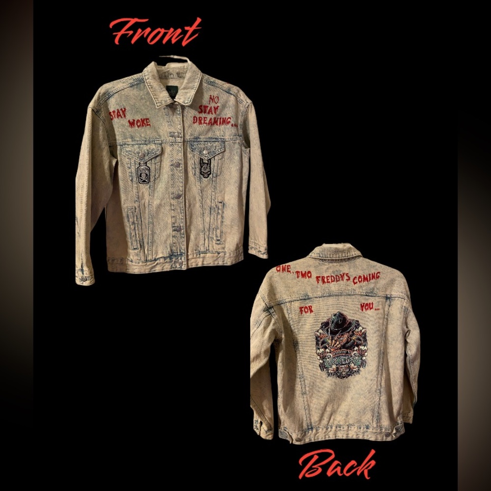 Freddy Krueger hand crafted denim jacket oversized small NWT